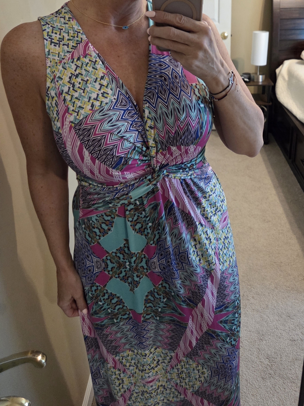 Veronica M Pink, Teal & Purple Twist-Front Maxi Dress